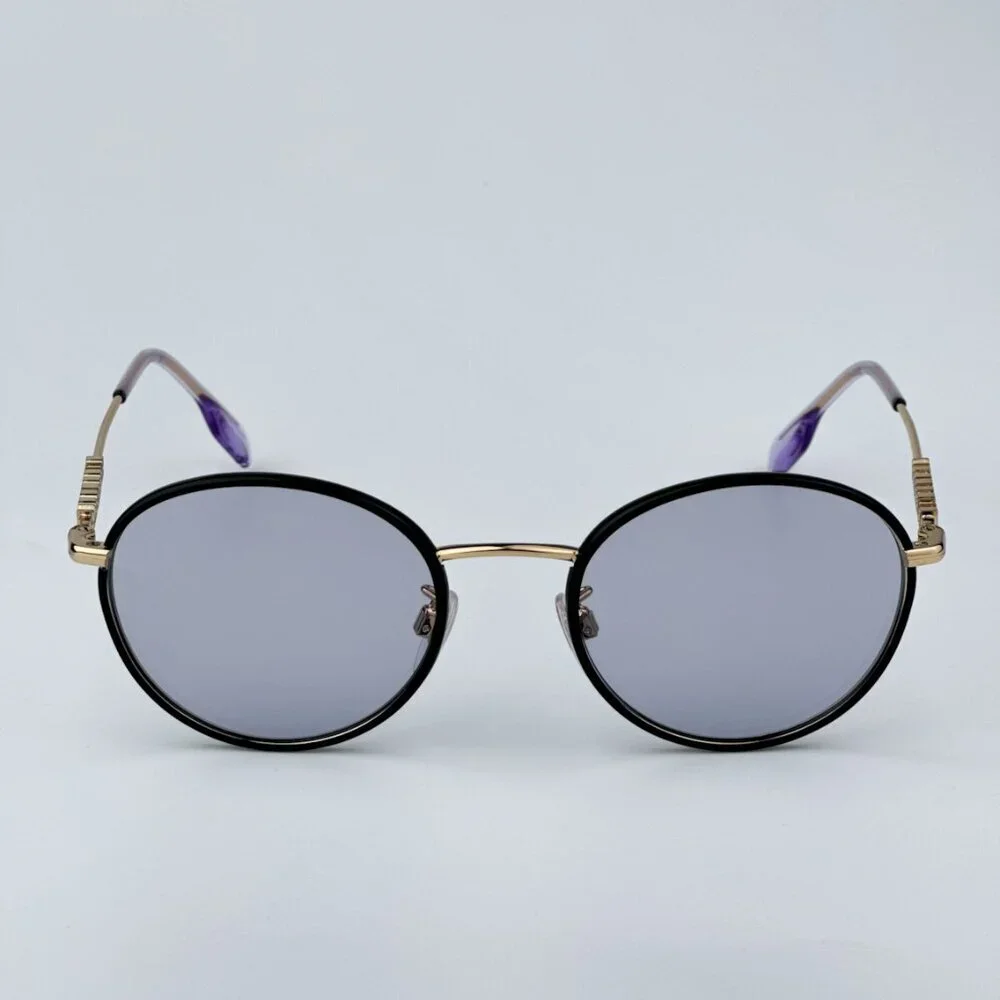 Burberry BE3148D 10171A BRAND NEW Sunglasses Black Gold Lillac Oval Unisex